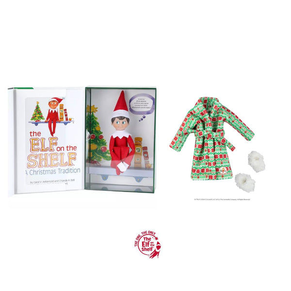 The Elf on the Shelf Holiday Christmas Box Set  Includes Scout Elf, Book, Holiday Robe and Slippers