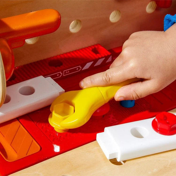 Pro Tools Workbench 4-in-1 Hardware Station Mini Play Tool Workbench Set for Kids Toddlers - Montessori Toys for 18 Months 2 3 4 5 Years Old Boys Girls