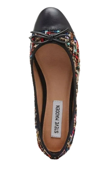 Steve Madden Glossie Black Ladies' Flat Ballerinas Ballets