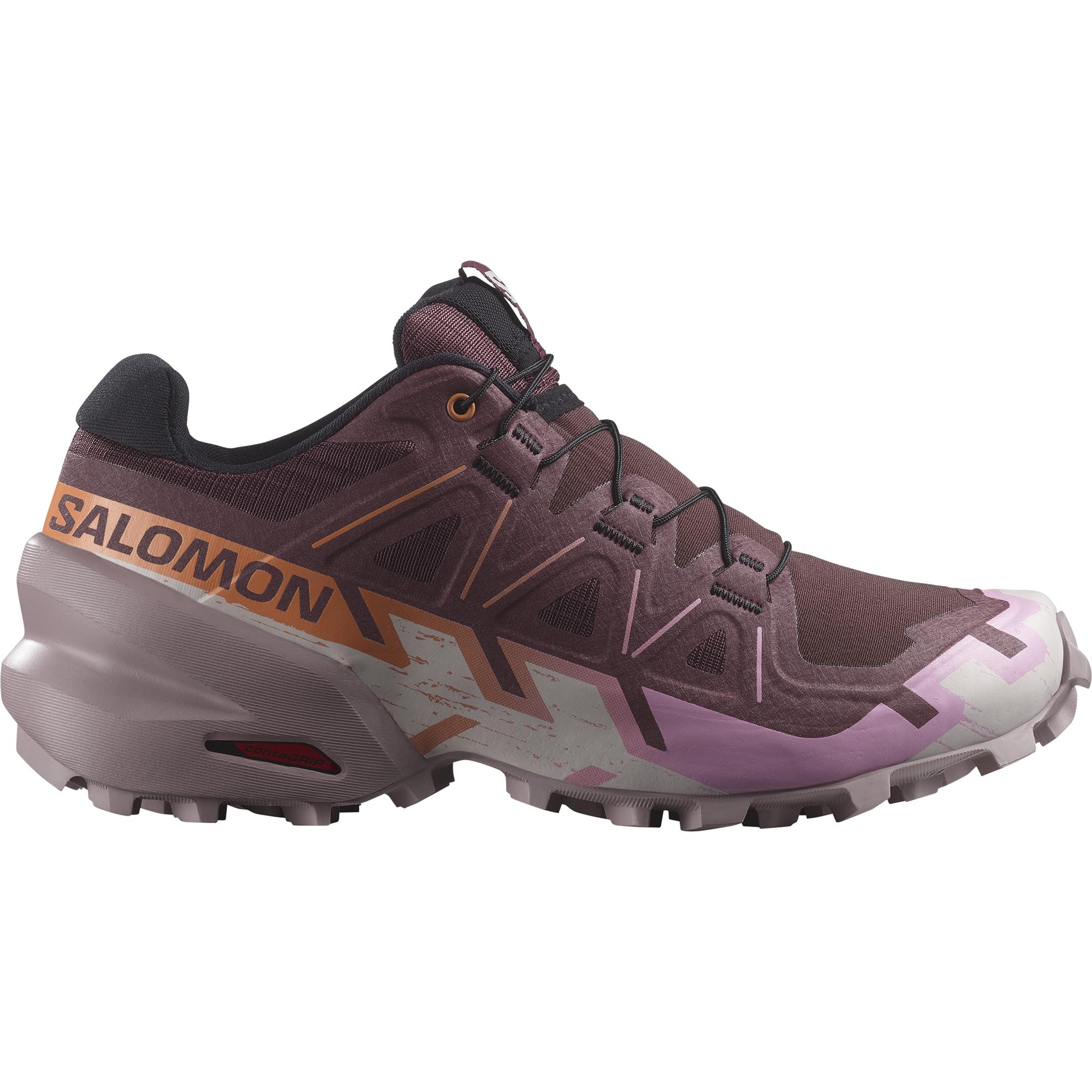 Salomon Speedcross 6 Trail Running and Hiking Shoe Womens Catawba Grape/Papaya/Deauville mauve Size 8