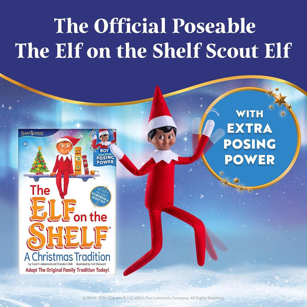 The Elf on the Shelf Box Set - Poseable Boy Scout Elf with Brown Eyes