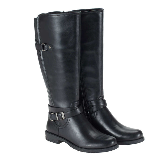 BareTraps Carmella Women's Boots Casual Fashion Mid Calf Knee High Faux Leather Boots w Side Zipper |  Elastic Gussets, Round Plain Toe, Chunky Block Platform Heels, Anti-Slip Rubber Outsole