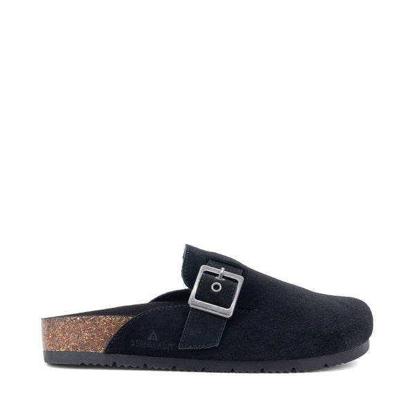 Staheekum Womens Crescent Suede Clog Slippers – Slip-On Mules with Microsuede Lining and Defender Water & Stain Repellent