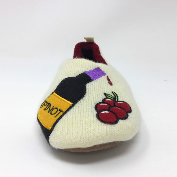 Oooh Geez Women's Wine Time Cozy Slippers, Warm Comfy House Slippers, Fuzzy Indoor Slipper