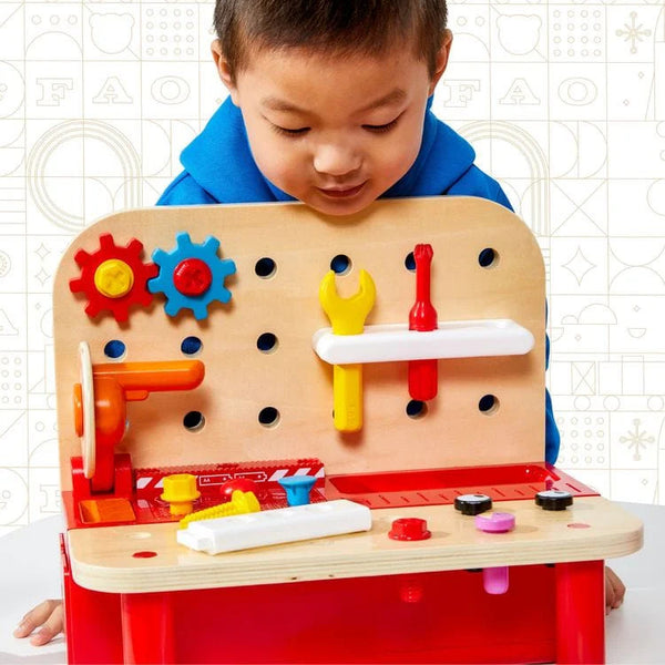 Pro Tools Workbench 4-in-1 Hardware Station Mini Play Tool Workbench Set for Kids Toddlers - Montessori Toys for 18 Months 2 3 4 5 Years Old Boys Girls