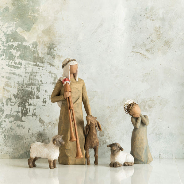 Willow Tree Little Shepherdess, Sculpted Hand-Painted Nativity Figures, 3-Piece Set