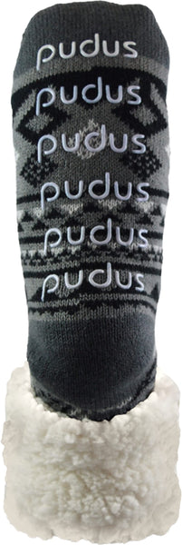 Pudus Cozy Winter Slipper Socks Women & Men w Non-Slip Grippers Faux Fur Sherpa
