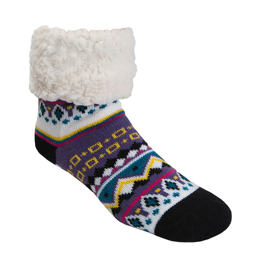 Pudus Cozy Winter Slipper Socks Women & Men w Non-Slip Grippers Faux Fur Sherpa