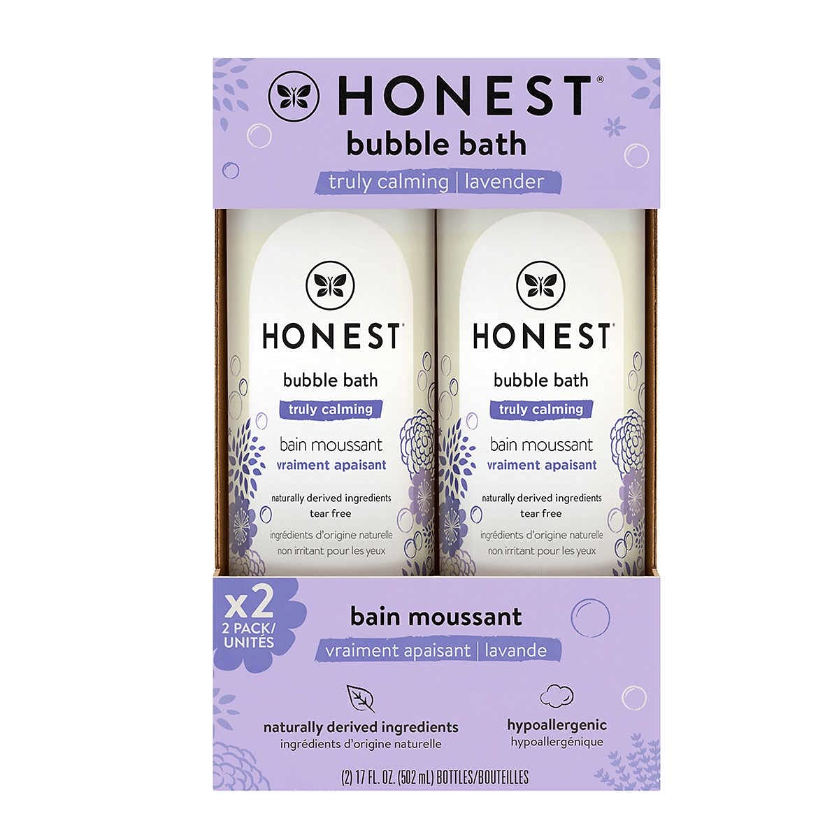 HONEST The Honest Company Bubble Bath, Truly Calming Lavender, 17 Fluid Ounce (2 Pack)