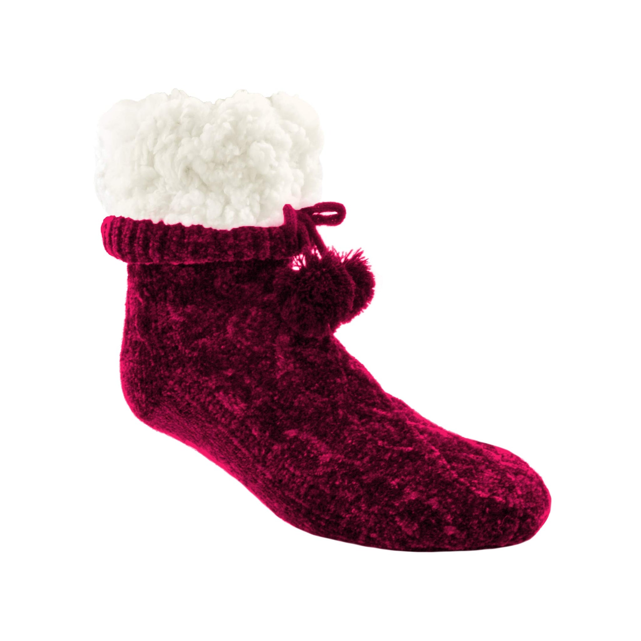 Pudus Adult Chenille Knit Winter Slipper Socks with Grippers & Fleece Lining