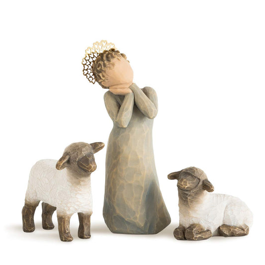 Willow Tree Little Shepherdess, Sculpted Hand-Painted Nativity Figures, 3-Piece Set