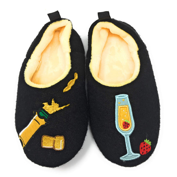 Oooh Geez Women's Wine Time Cozy Slippers, Warm Comfy House Slippers, Fuzzy Indoor Slipper