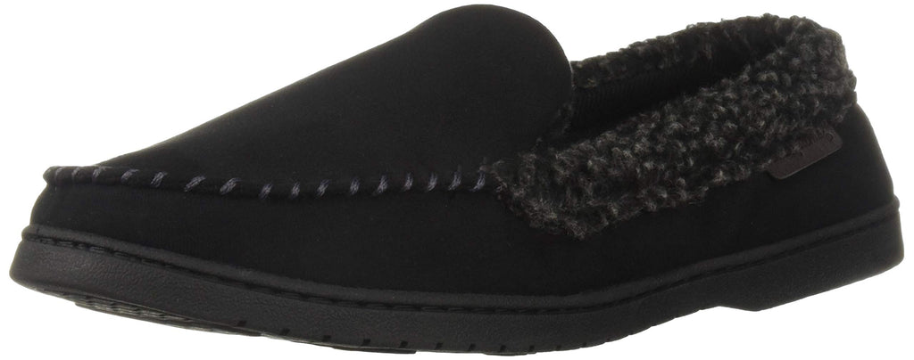 Dearfoams Men's Memory Foam Slippers 11-12,Black,Large