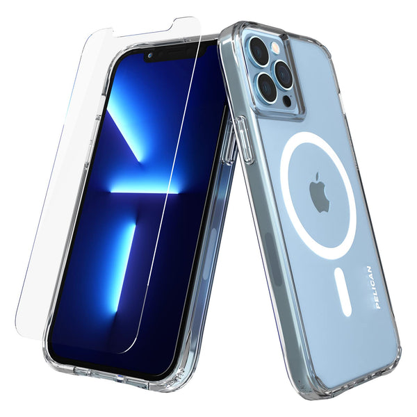 Pelican iPhone 13 Pro Case with Screen Protector [Compatible With MagSafe] [10FT MIL-Grade Drop Protection] Shockproof Phone Cover for iPhone 13 Pro - Clear