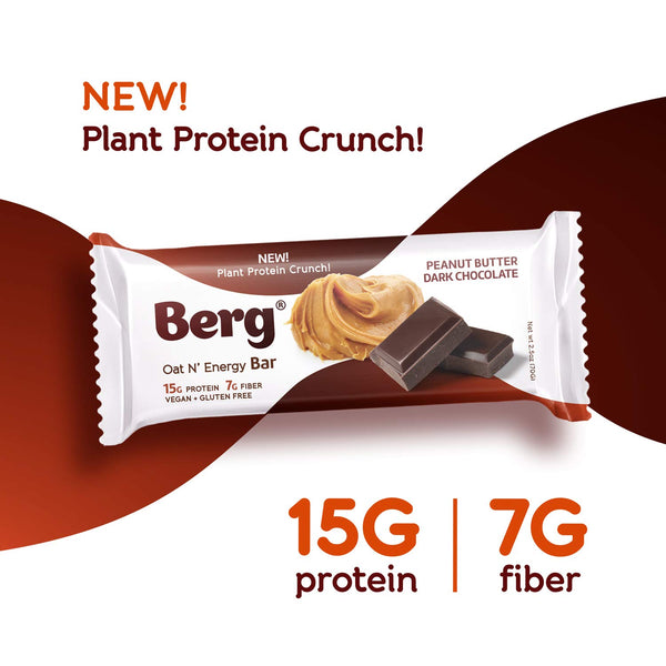 Berg Oat N' Energy Bar | Plant Based Protein Bar | Non-GMO, Gluten Free, Nut Free and Vegan | Low Sugar, Healthy Snack Bar | High Fiber | On The Go | 2.5oz, Pack of 8