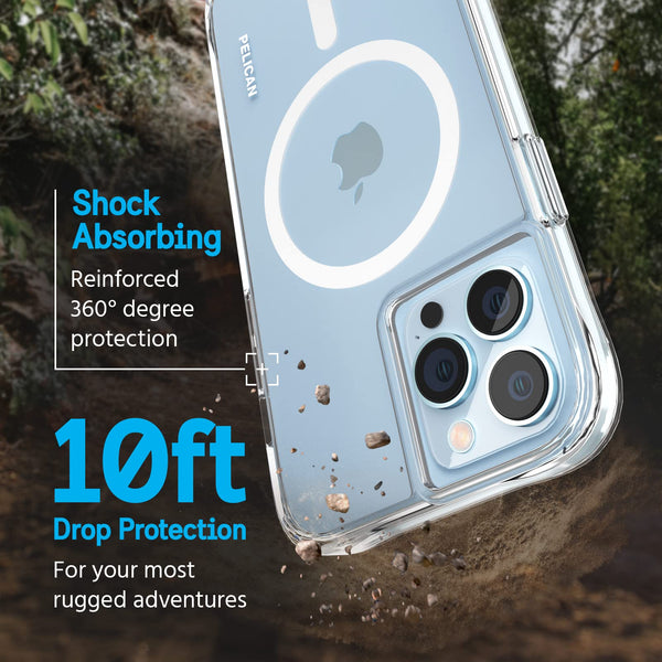 Pelican iPhone 13 Pro Case with Screen Protector [Compatible With MagSafe] [10FT MIL-Grade Drop Protection] Shockproof Phone Cover for iPhone 13 Pro - Clear