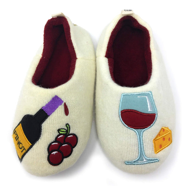 Oooh Geez Women's Wine Time Cozy Slippers, Warm Comfy House Slippers, Fuzzy Indoor Slipper