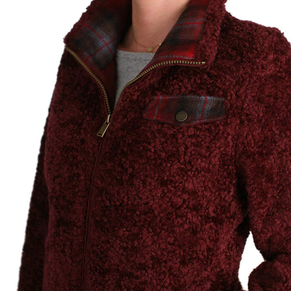 Pendleton Ladies' Fuzzy Zip Jacket Women's Sherpa Coat - Red, Navy or Cream
