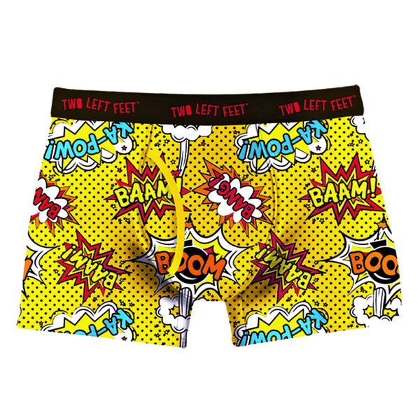Two Left Feet Comic Print Men's Trunk Boxer Brief Underwear Yellow