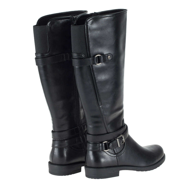 BareTraps Carmella Women's Boots Casual Fashion Mid Calf Knee High Faux Leather Boots w Side Zipper |  Elastic Gussets, Round Plain Toe, Chunky Block Platform Heels, Anti-Slip Rubber Outsole