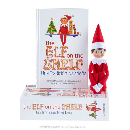 The The Elf on the Shelf UNA Tradicin Navidea Spanish Language Book & Blue-Eyed Boy Scout Elf