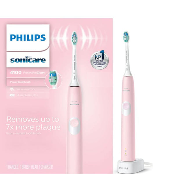 Philips Sonicare Protective Clean 4100 Electric Rechargeable Toothbrush, Plaque Control, Pastel Pink