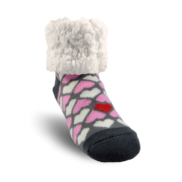Pudus Unisex Classic Slipper Socks - Valentine Hearts