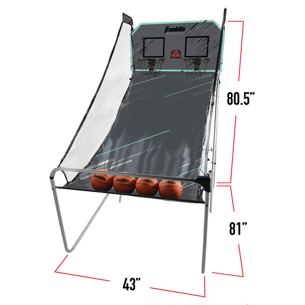 Franklin Sports Arcade Basketball Game - Dual Shot - Indoor Mini Basketball Hoop Shootout Game - (4) Mini Basketballs Included - Electronic Indoor Basketball Arcade Game for Kids + Adults