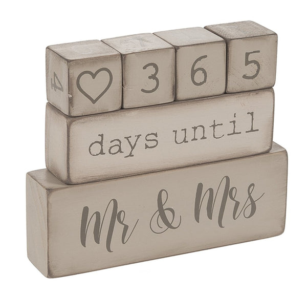 Ganz ER49764 6 Piece Wooden Block Wedding Day Countdown Calendar, Rustic