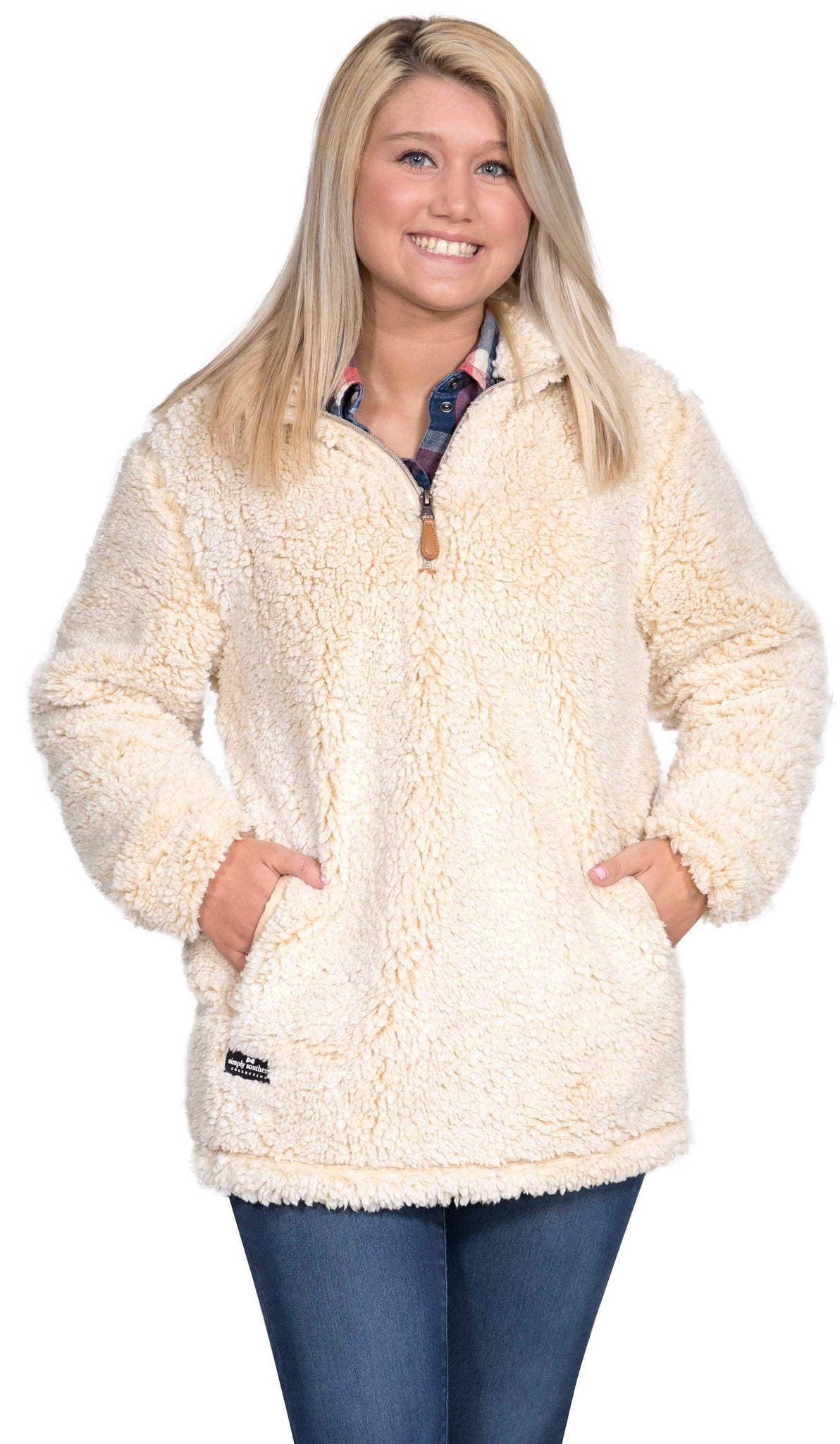 Simply Southern Womens Sherpa Pullover - Cream