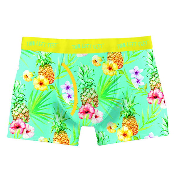 Two Left Feet Comic Print Men's Trunk Boxer Brief Underwear Yellow