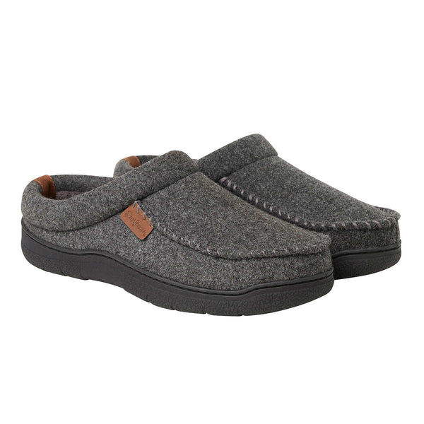 Dearfoams Men's Slip-On Slippers Indoor Outdoor Clog Slipper -- Dark Heather Grey