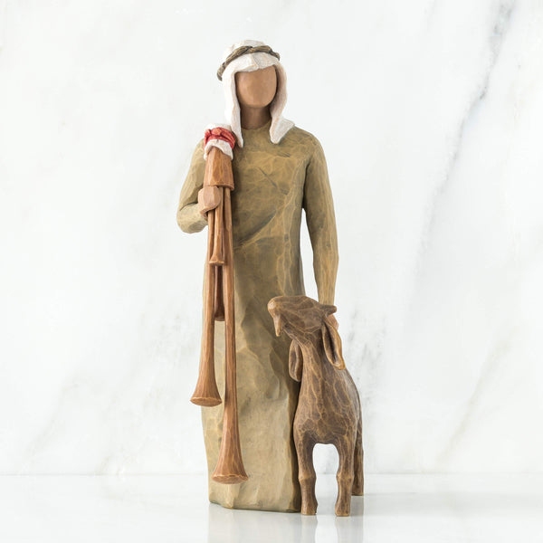 Willow Tree Zampognaro (Shepherd with Bagpipe), Sculpted Hand-Painted Nativity Figure